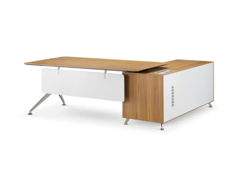 Nero Executive Desk in American Black Walnut with Credenza Unit Left 5