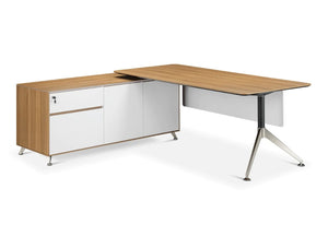 Nero Executive Desk in American Black Walnut with Credenza Unit Left