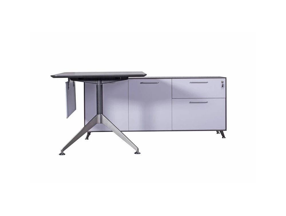 Nero Executive Desk with Credenza Unit and Metal Legs