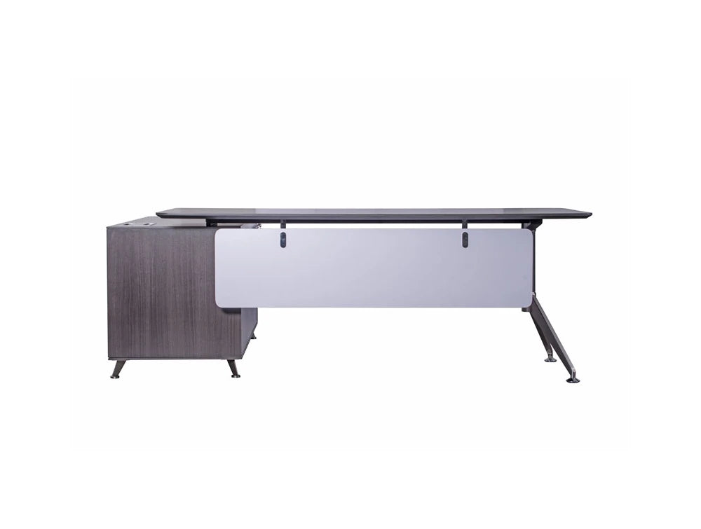 Nero Executive Desk with Credenza Unit and Modesty Panel Back View