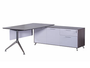 Nero Executive Desk With Credenza Unit And Modesty Panel In Right Hand