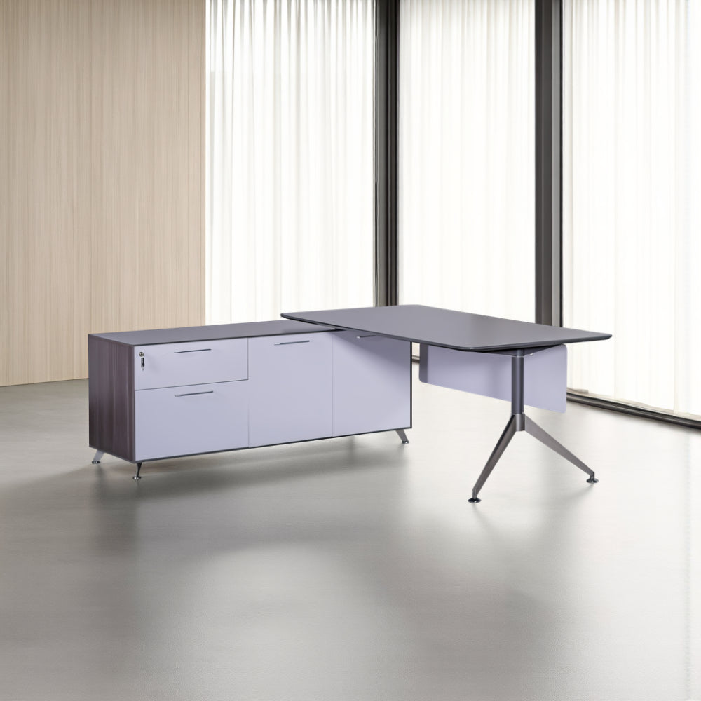 Nero Executive Desk with Credenza Unit in Modern Office Setting 2