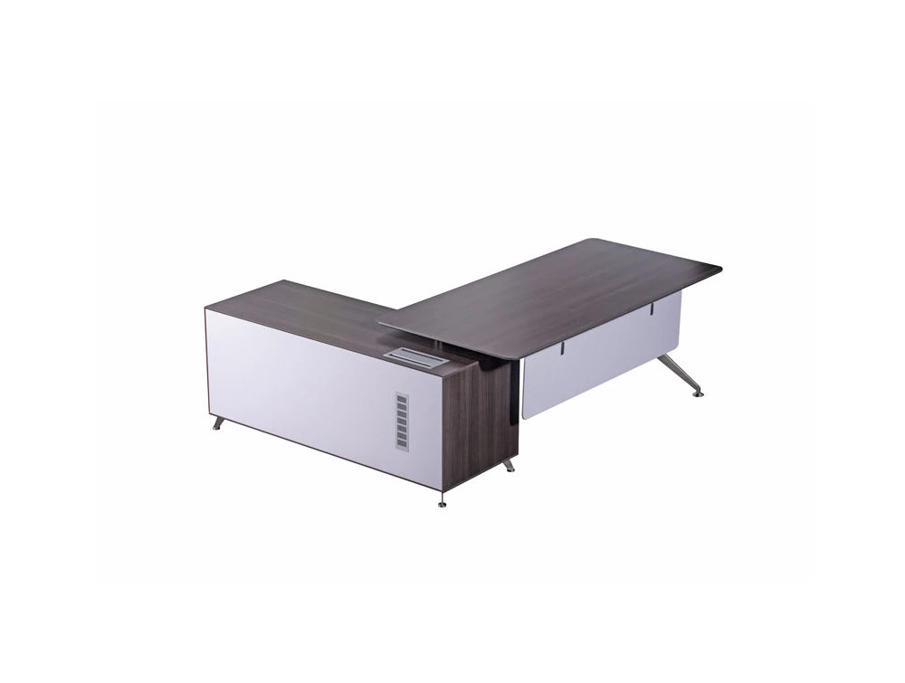 Nero Executive Desk with Credenza and Cable Ports