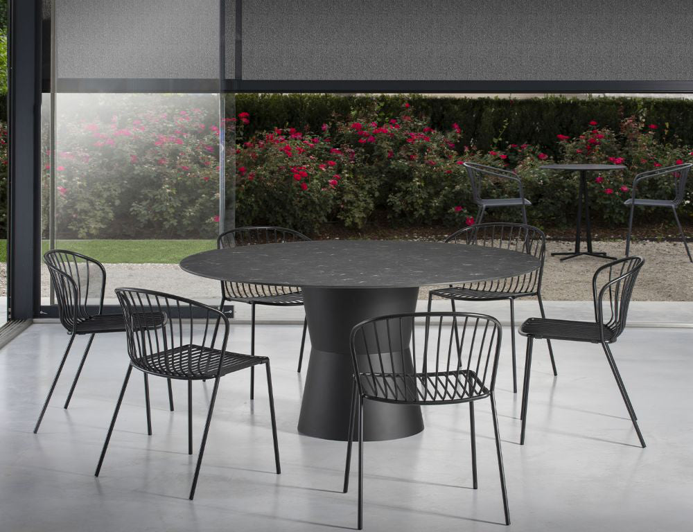 Nidaba Round Table With Chairs And High Table In Breakout Setting