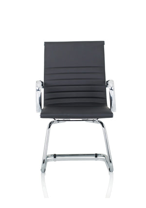 Nola Black Leather Cantilever Visitor Chair With Arms OP000224 3