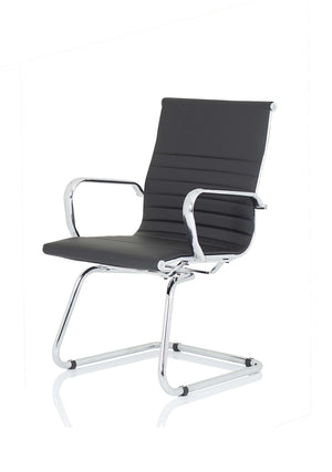 Nola Black Leather Cantilever Visitor Chair With Arms OP000224 4