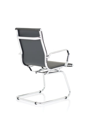 Nola Black Leather Cantilever Visitor Chair With Arms OP000224 7