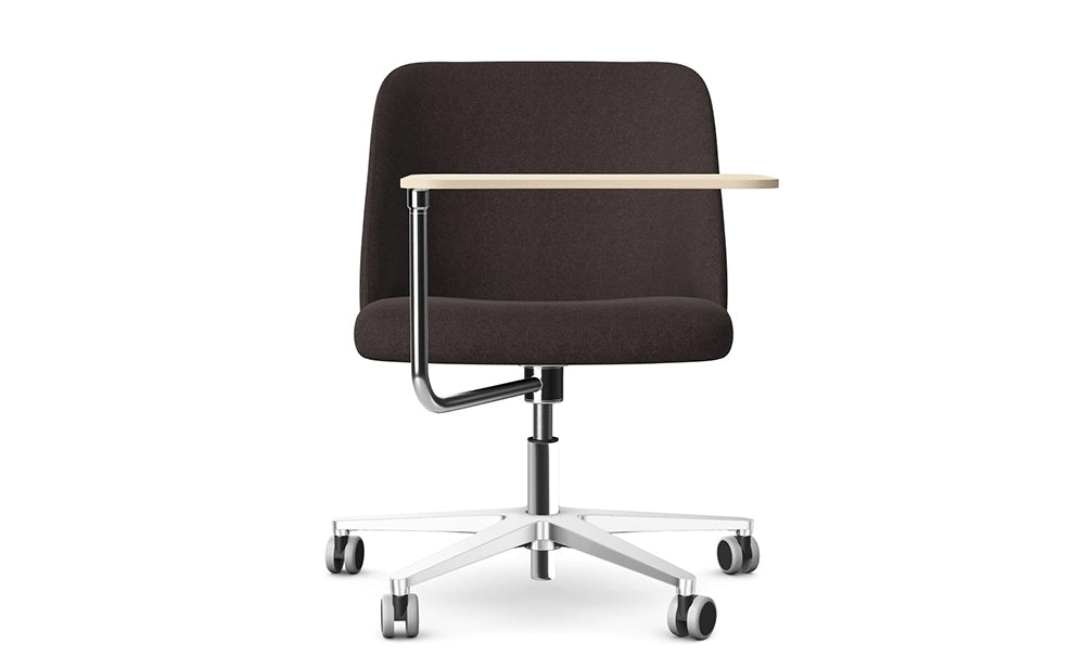 Noma Upholstered Mobile Office Chair With Wooden Tablet 2
