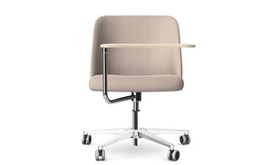 Noma Upholstered Mobile Office Chair With Wooden Tablet 3