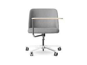 Noma Upholstered Mobile Office Chair With Wooden Tablet