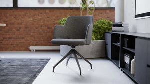 Noma Upholstered Office Chair In Grey Finish With Black Cupboard In Living Room Setting