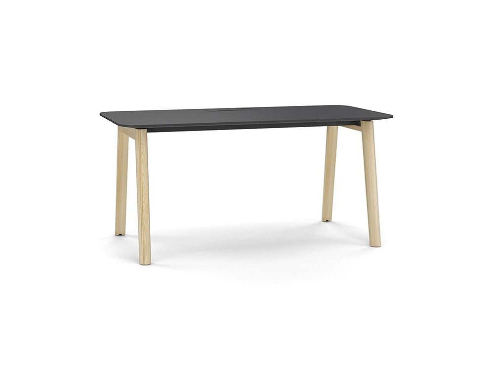 Narbutas Nova Wood Desk With Wooden Legs