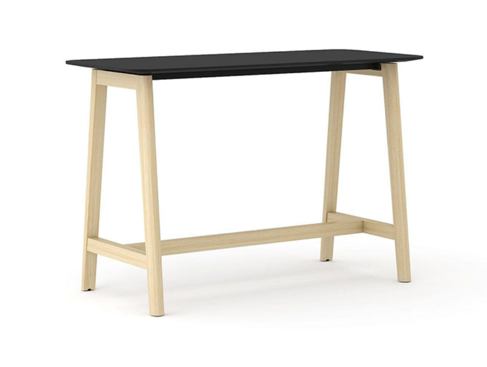 Narbutas Nova Wood High Top Meeting Table With Wooden Legs