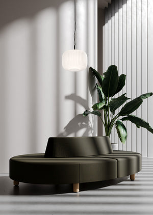 Nubi Upholstered Modular Sofa with Indoor Plant and Ceiling Light in Reception Setting 2