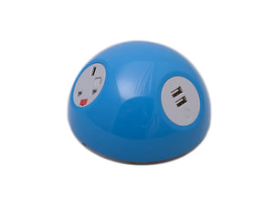 Oe Pluto On Surface Power Module With Light Blue Finish And Dual Usb Port