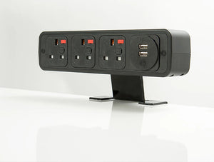 Oe Pulse 8 On Surface Power Module With Black Finish And Dual Usb Port