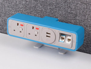 Oe Pulse 8 On Surface Power Module With Light Blue Finish And Dual Usb Port