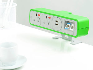 Oe Pulse 8 On Surface Power Module With Lime Green Finish And Dual Usb Port