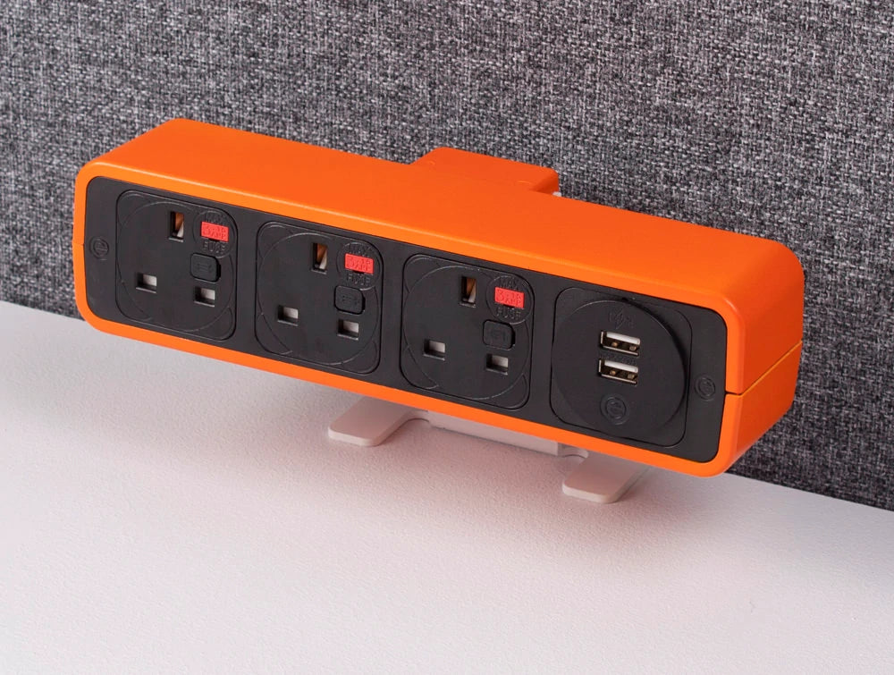 Oe Pulse 8 On Surface Power Module With Orange And Black Finish And Uk Power Outlet