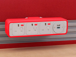 Oe Pulse 8 On Surface Power Module With Red Finish And Uk Power Outlet