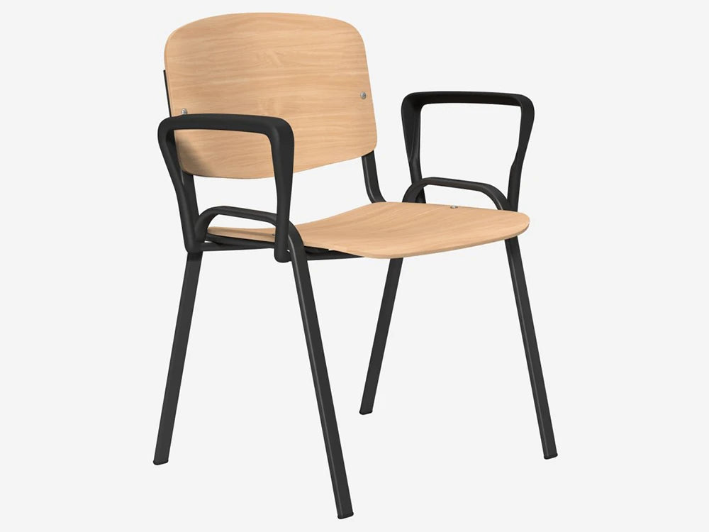 Oi Series Beech Wood Chair  Black Frame Oi2W Arm P Be