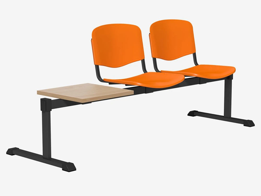 Oi Series Bench With Table  Plastic Oib3Pt Blk Pl Org Be