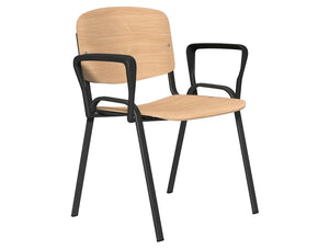 Oi Series Beech Wood Chair  Black Frame Oi2W Arm P Be