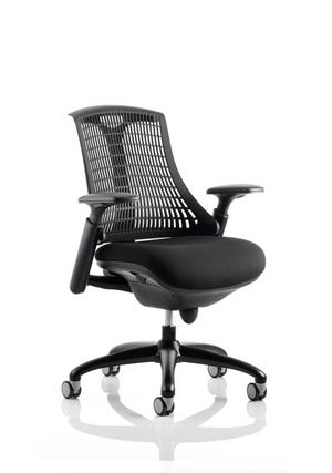 Flex Task Operator Chair Black Frame With Black Fabric Seat Black Back With Arms