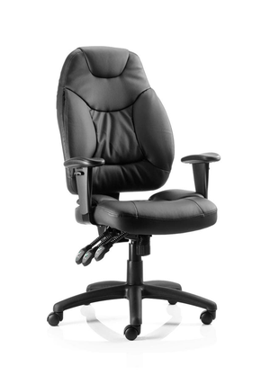 Galaxy Task Operator Chair Black Leather With Arms Image 2