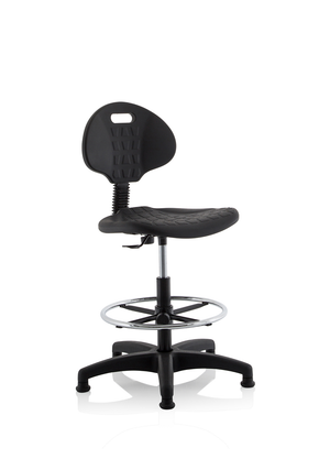 Malaga High Rise Draughtsman Task Operator Chair Black Polyurethane Seat And Back Without Arms Image 2