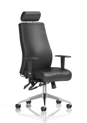 Onyx Ergo Posture Chair Black Soft Bonded Leather With Headrest With Arms Image 2