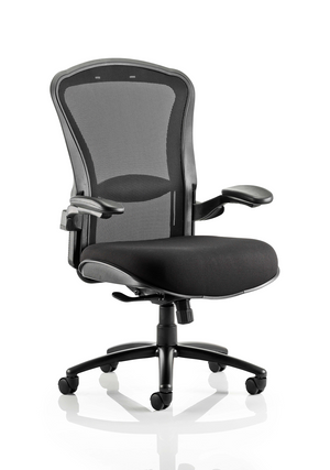 Houston Heavy Duty Task Operator Chair Mesh Back Black Fabric Seat With Arms Image 2