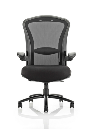 Houston Heavy Duty Task Operator Chair Mesh Back Black Fabric Seat With Arms Image 3