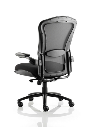 Houston Heavy Duty Task Operator Chair Mesh Back Black Fabric Seat With Arms Image 5