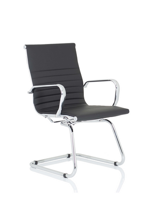 Nola Black Soft Bonded Leather Cantilever Chair Image 2