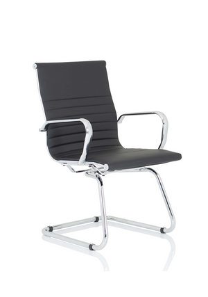 Nola Black Soft Bonded Leather Cantilever Chair