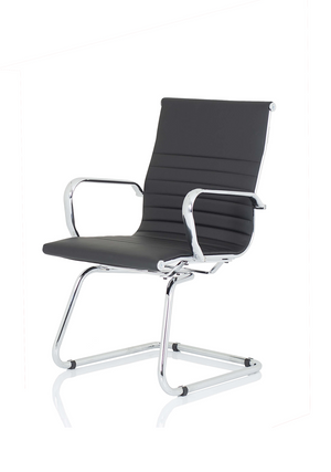 Nola Black Soft Bonded Leather Cantilever Chair Image 4