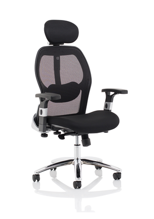 Sanderson II Black Fabric Mesh Back Chair Image 10