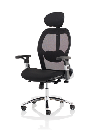 Sanderson II Black Fabric Mesh Back Chair Image 4