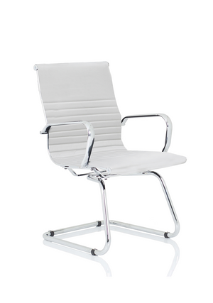 Nola White Soft Bonded Leather Cantilever Chair Image 2