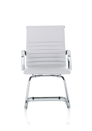 Nola White Soft Bonded Leather Cantilever Chair Image 3