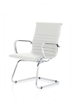Nola White Soft Bonded Leather Cantilever Chair Image 4