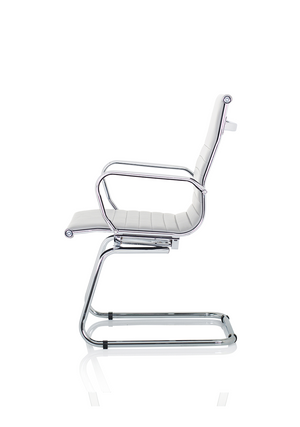 Nola White Soft Bonded Leather Cantilever Chair Image 5