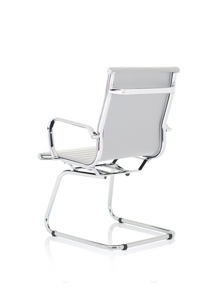 Nola White Soft Bonded Leather Cantilever Chair Image 6