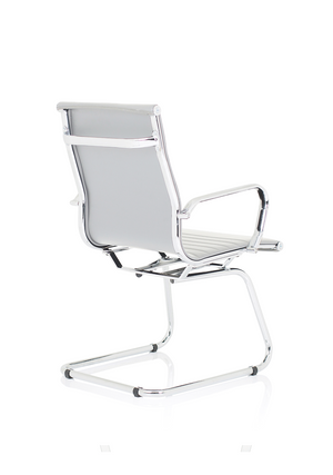 Nola White Soft Bonded Leather Cantilever Chair Image 7
