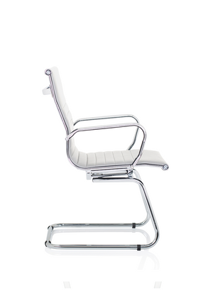 Nola White Soft Bonded Leather Cantilever Chair Image 8
