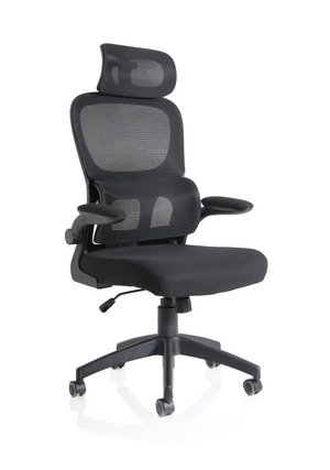 Iris Task Operator Black Mesh Back Fabric Seat With Headrest Image 2