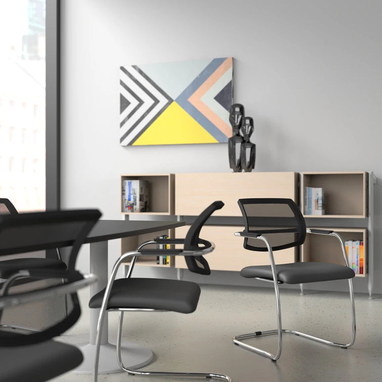 Oq Series Mid Backrest Stacking Chair  Chrome Frame 1