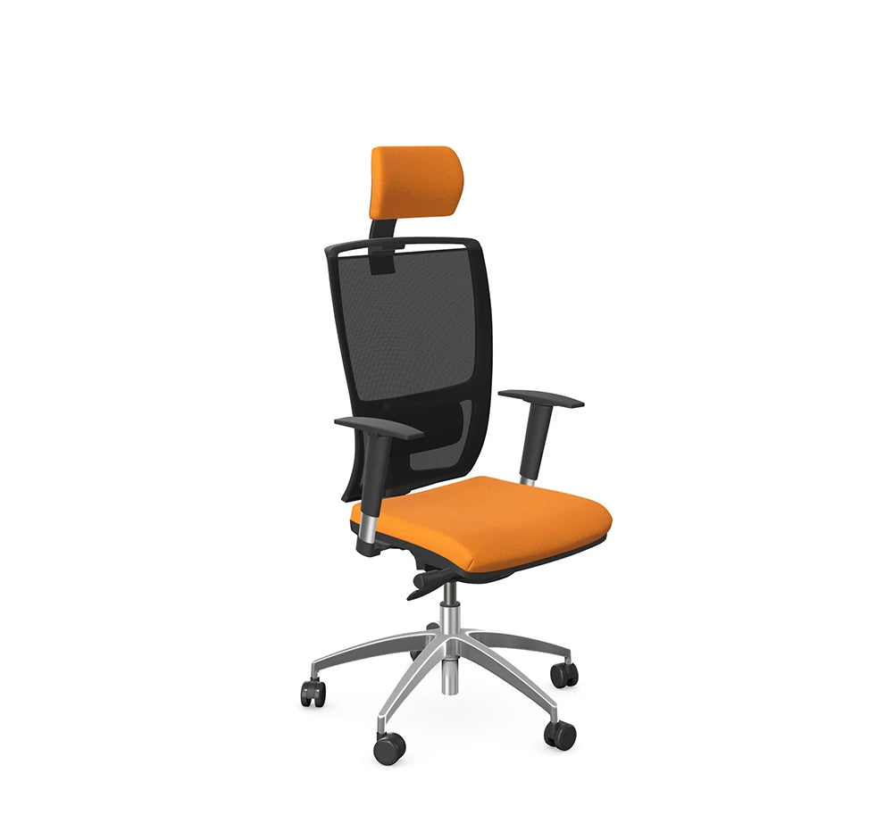 Oz Series High Backrest Swivel Mesh Chair With Headrest  Vario Adjustable Arms Oz3Sl Armvar Hrest E112 Bms