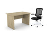 Oak Home Office Desk With Mesh Adjustable White Chair